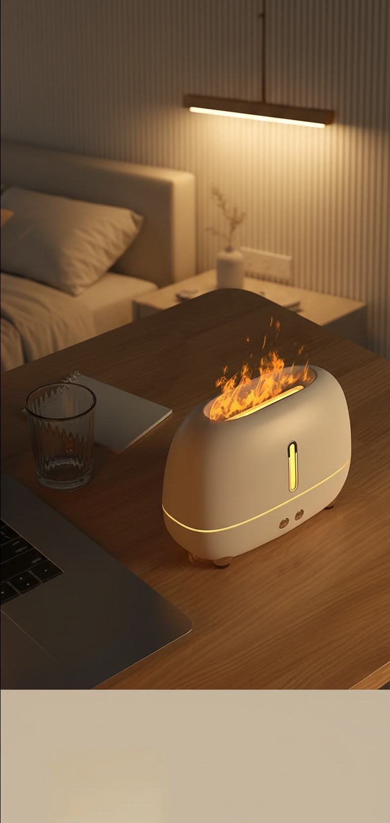 Ambiente relajante con difusor de aroma y luz colorida
