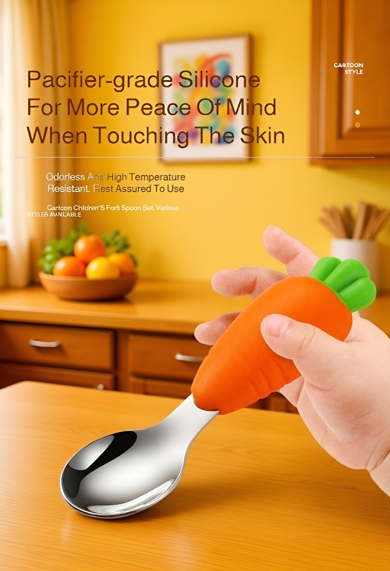 Children's dining set with strawberry cartoon handles