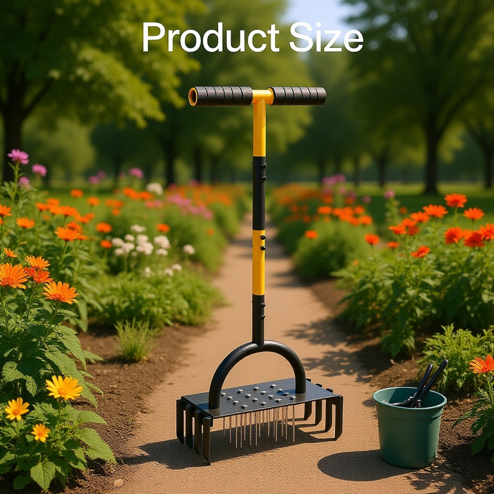 Lawn tiller garden tiller lawn hole punch carbon steel loosening nail handrail lawn hole punch