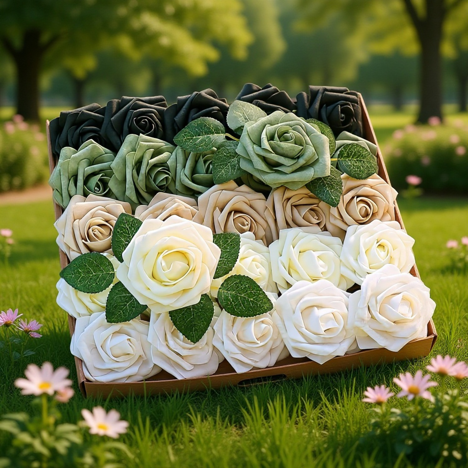 Ramo de 25 Rosas Artificiales Flores Falsas