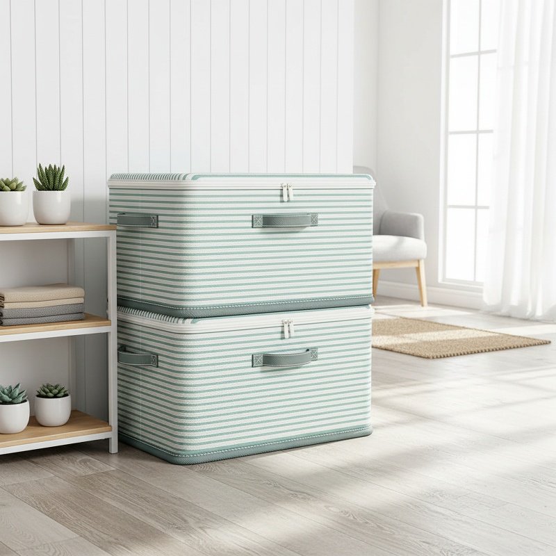 Collapsible home storage box with password lock front view