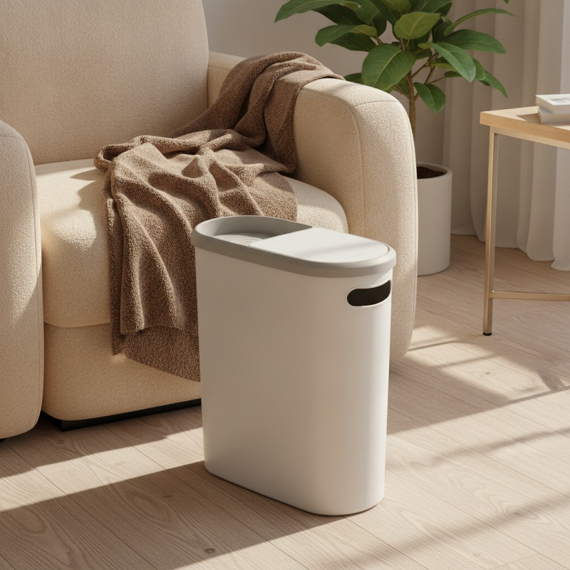 Multi-Functional Slim Trash Bin with Lid, Push-Button