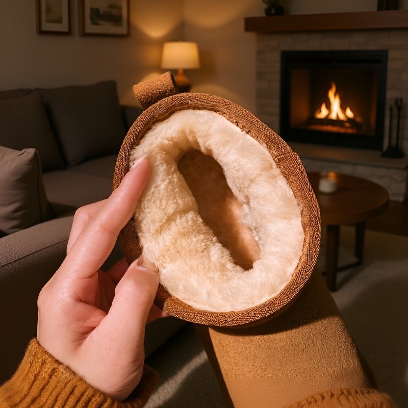 여성 북동부 앵클 부츠 융털 도톰 워커 플랫 스노우 슈즈