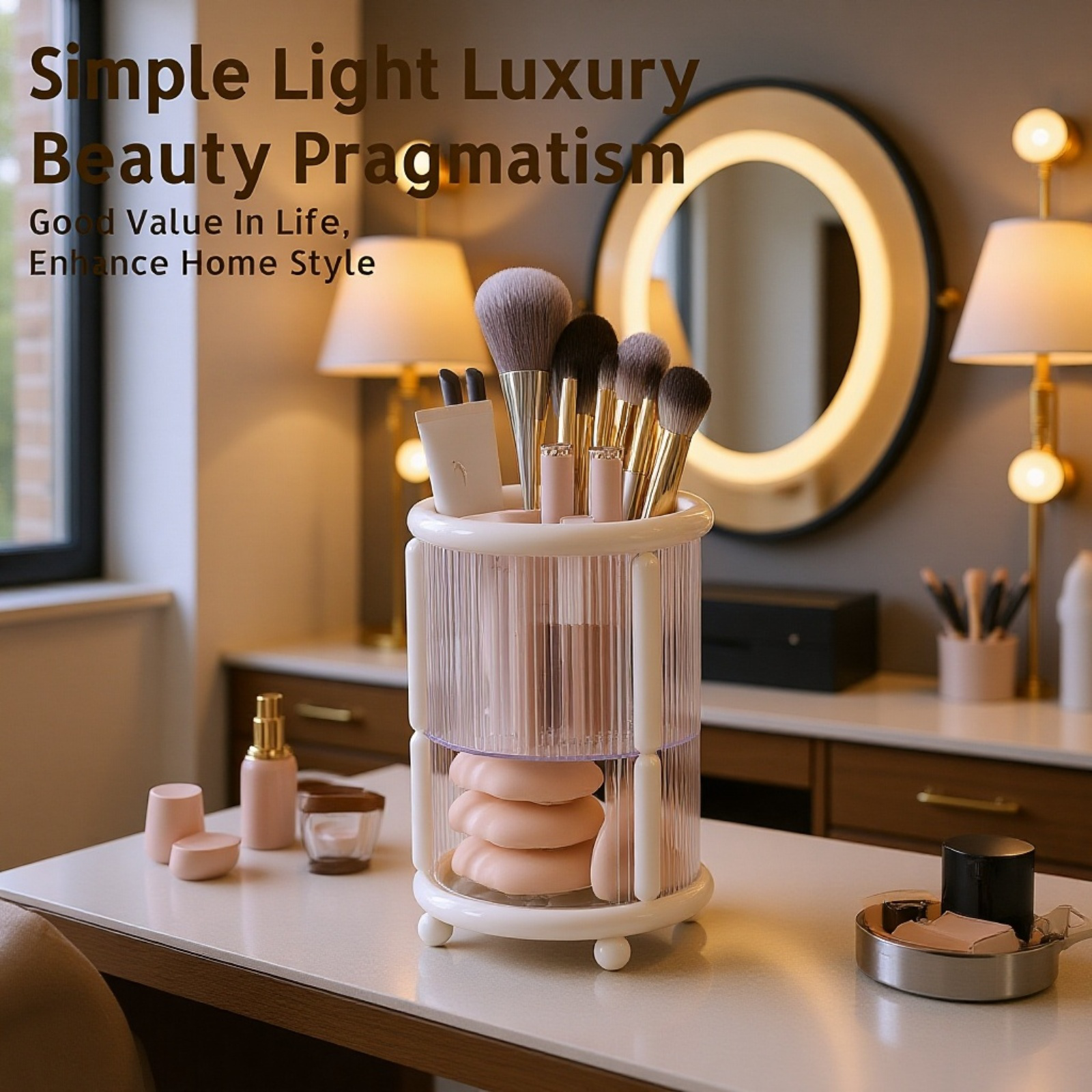  Makeup Brush Storage Holder, Lipstick, Eyebrow Pencil, Powder Compact Organizer