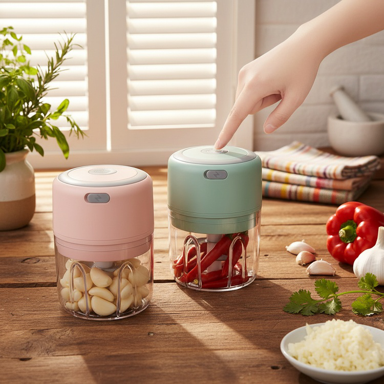 Portable food processor with one-button operation