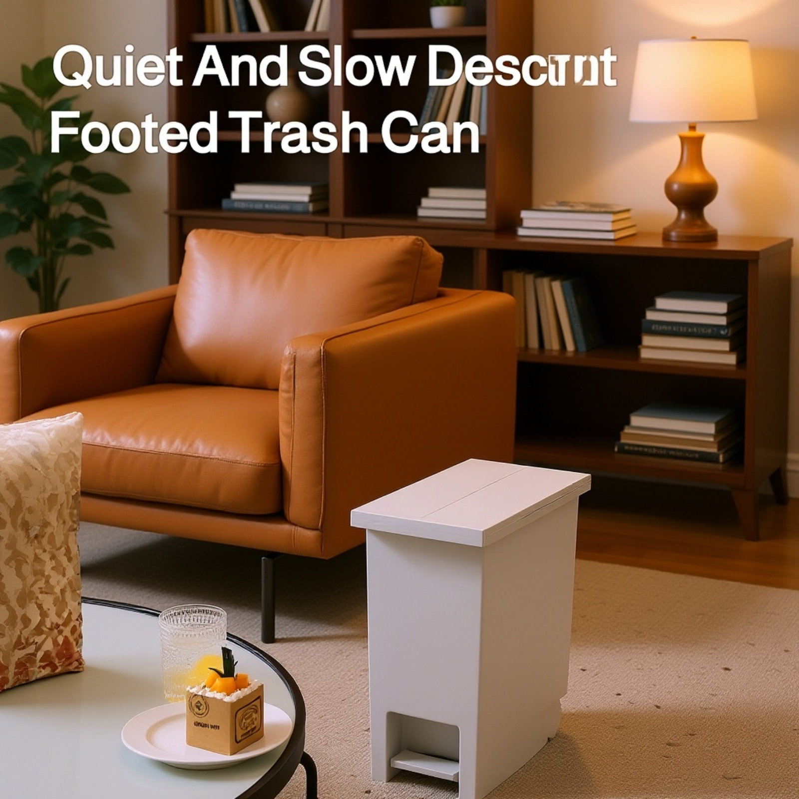 Large Silent Pedal Trash Can for Kitchen & Living Room