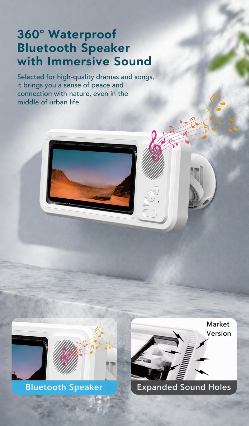 Portable waterproof Bluetooth speaker by bathtub