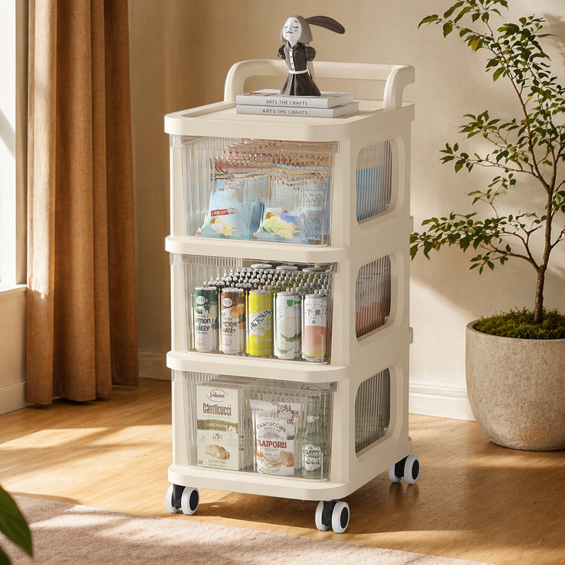 Estante de almacenamiento de cocina y baño de varias capas, carrito móvil