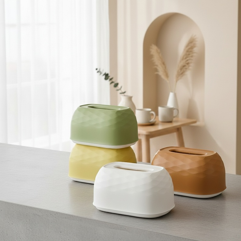 Wall-mounted water ripple tissue box in bathroom