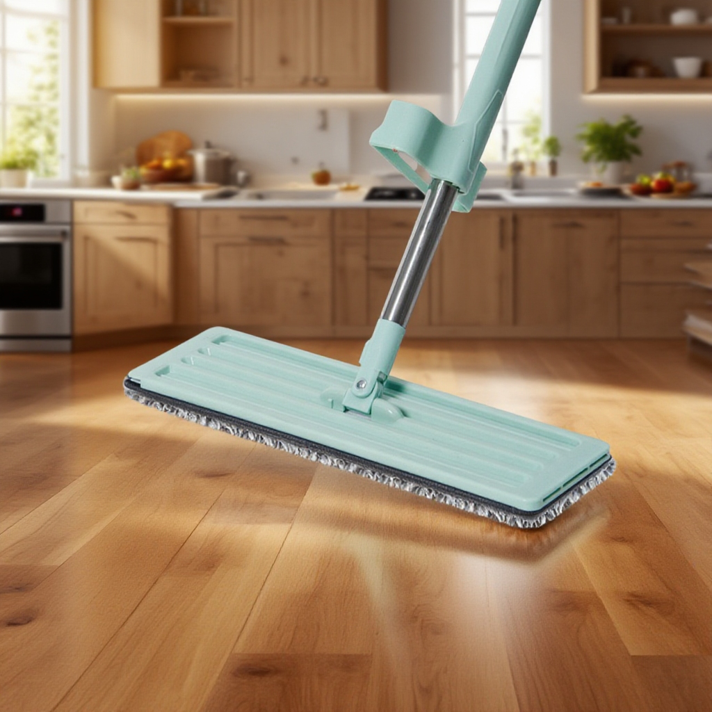Mop vhodný pro dřevěné podlahy, robustní a odolný, vyrobený z mikrovlákna