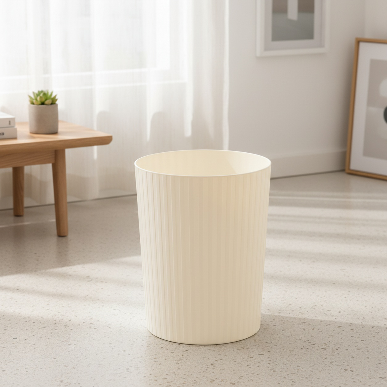 Plastic Trash Can with Pressure Ring for Kitchen, Bathroom, and Office