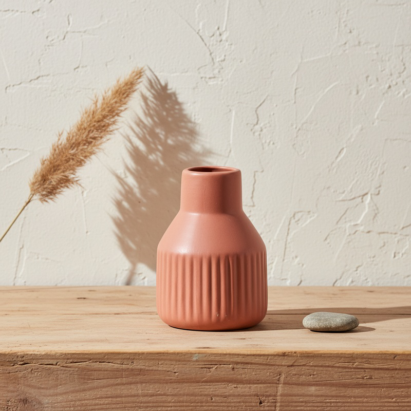 Simple matte black ceramic vase ornament for minimalist décor