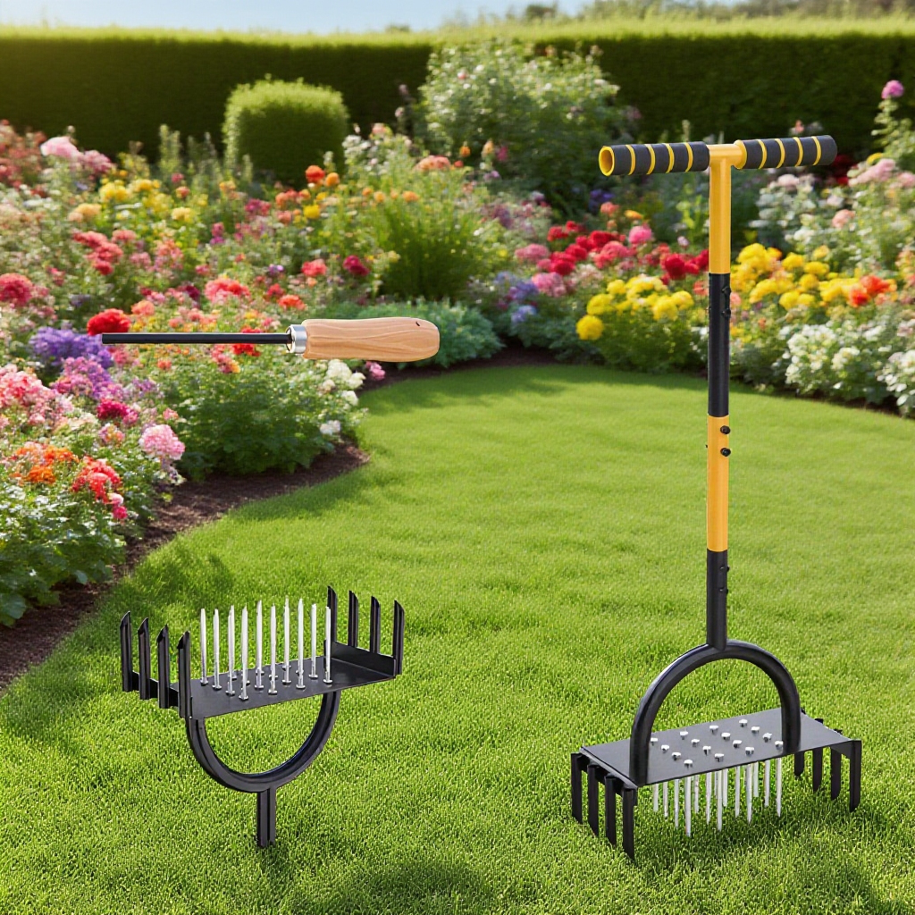  Čepelový provzdušňovač trávníku z uhlíkové oceli s madlem 