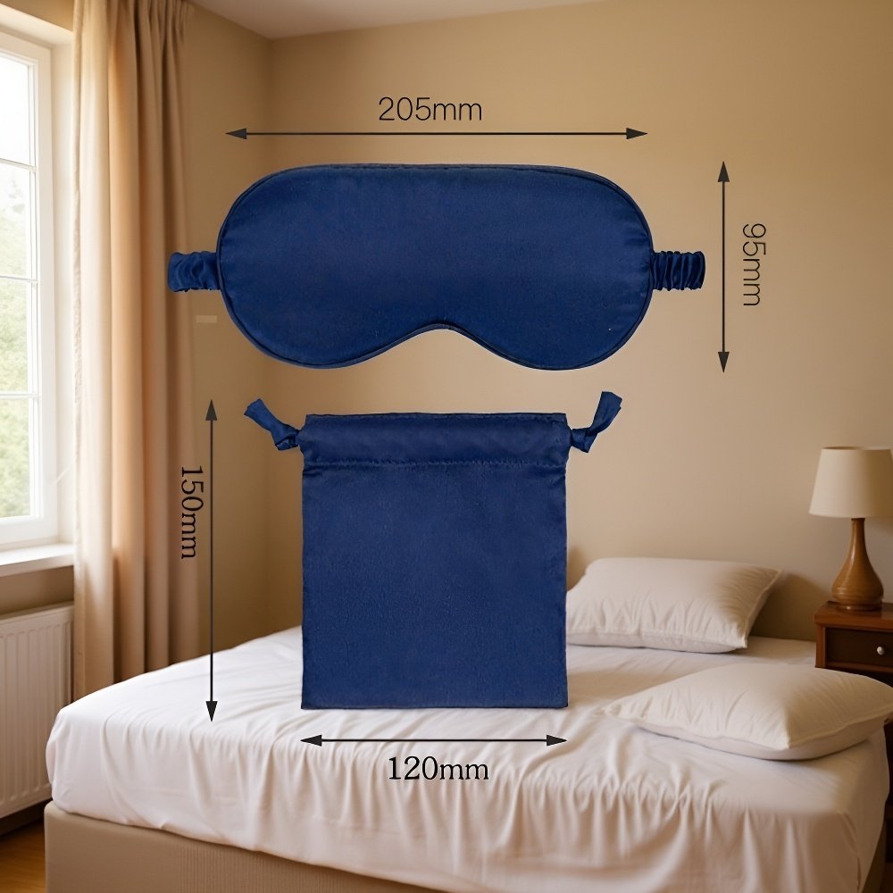 Sada tří kusů - maska na spaní z imitace hedvábí s úložným pytlíkem, vhodná na cestování