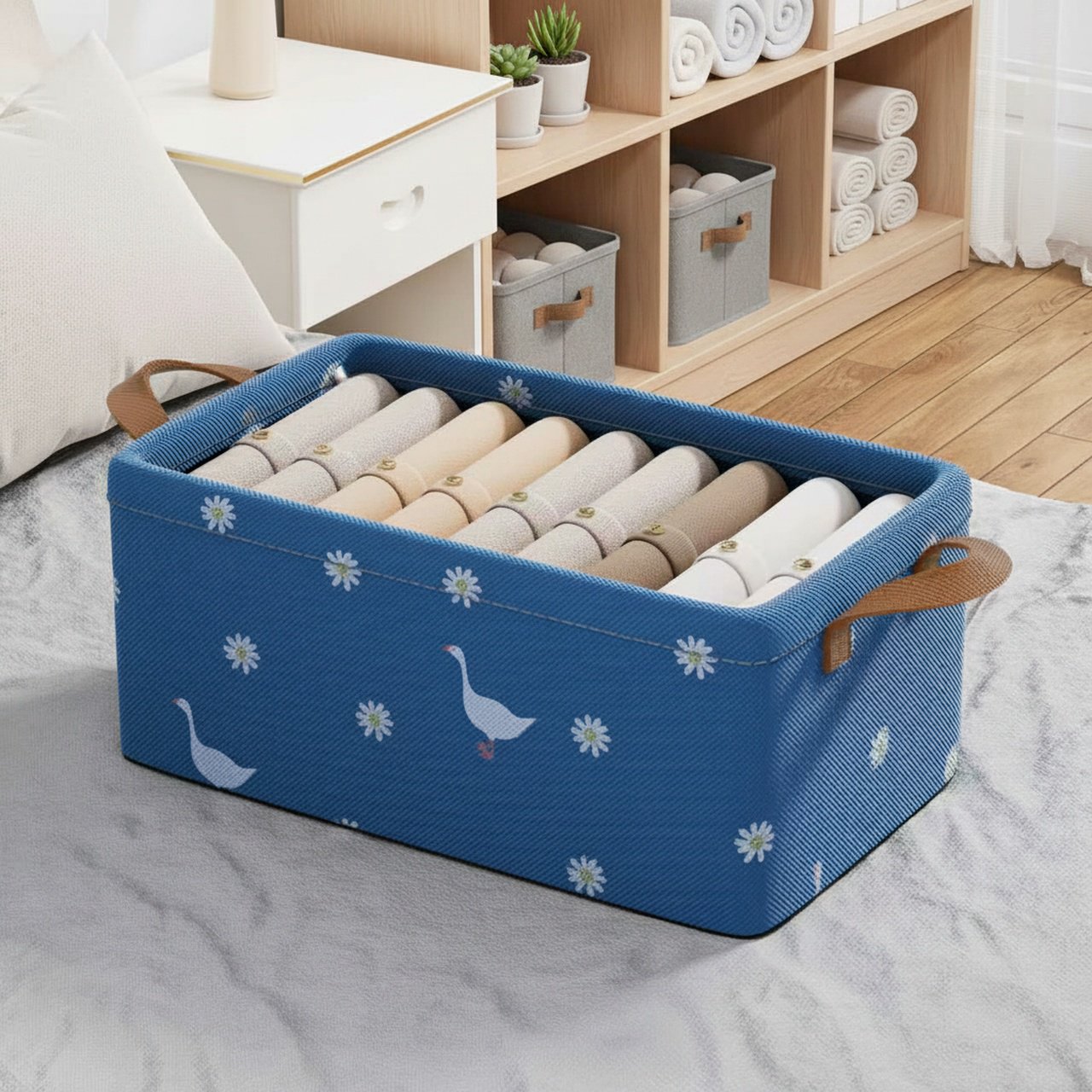Stylish wardrobe storage basket for apartments