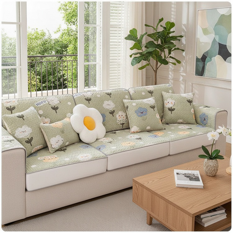 Non-slip Ice Silk Latex Sofa Mat, All-Season Use