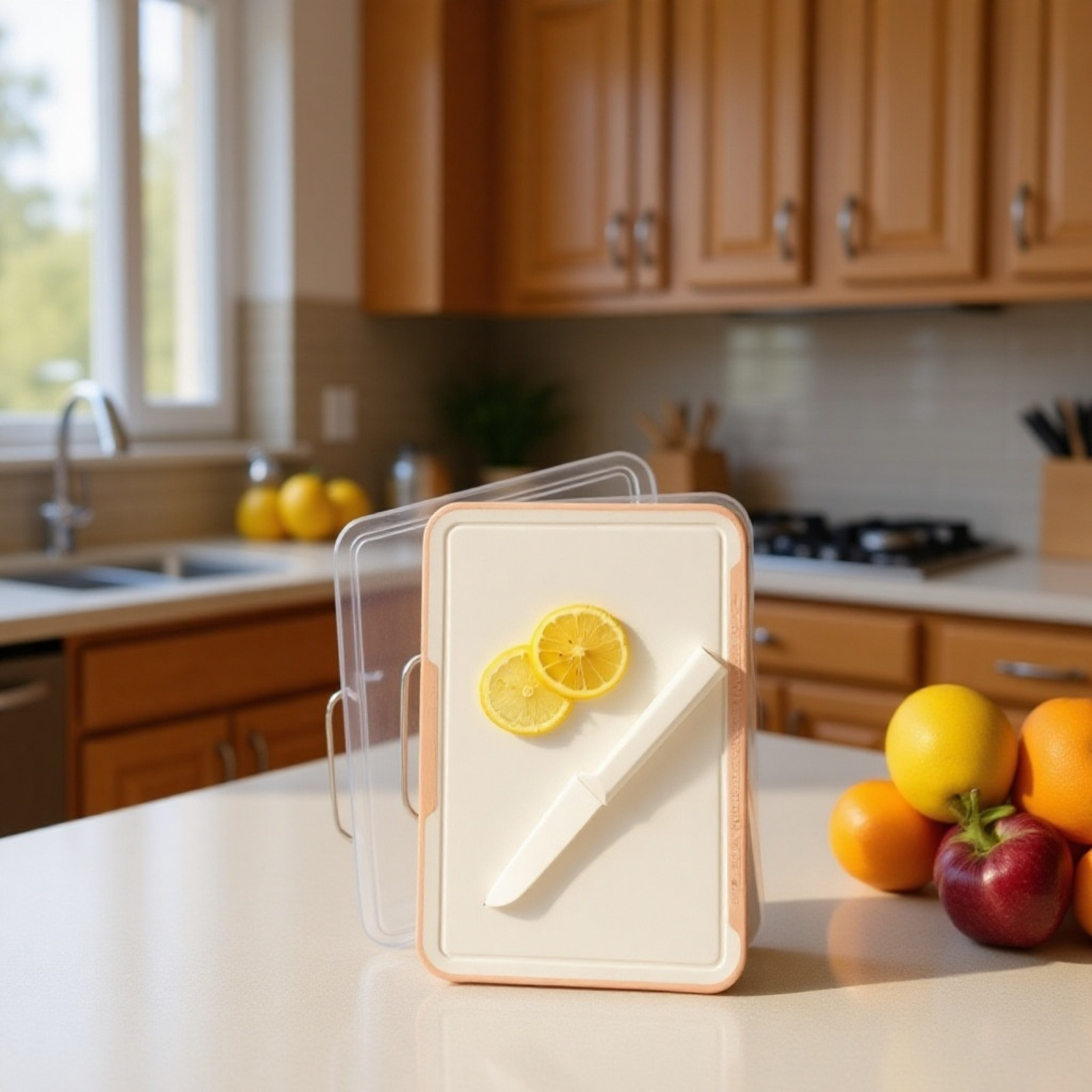 깔끔하게 정리된 컬러 도마 세트