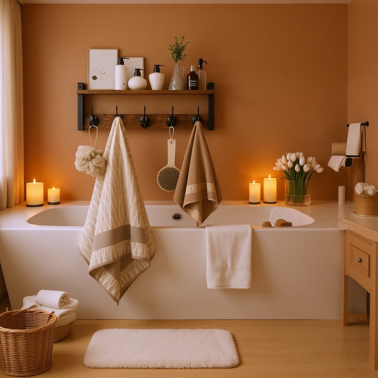 シンプルな木製ウォールシェルフ 玄関キーラック バスルーム収納棚