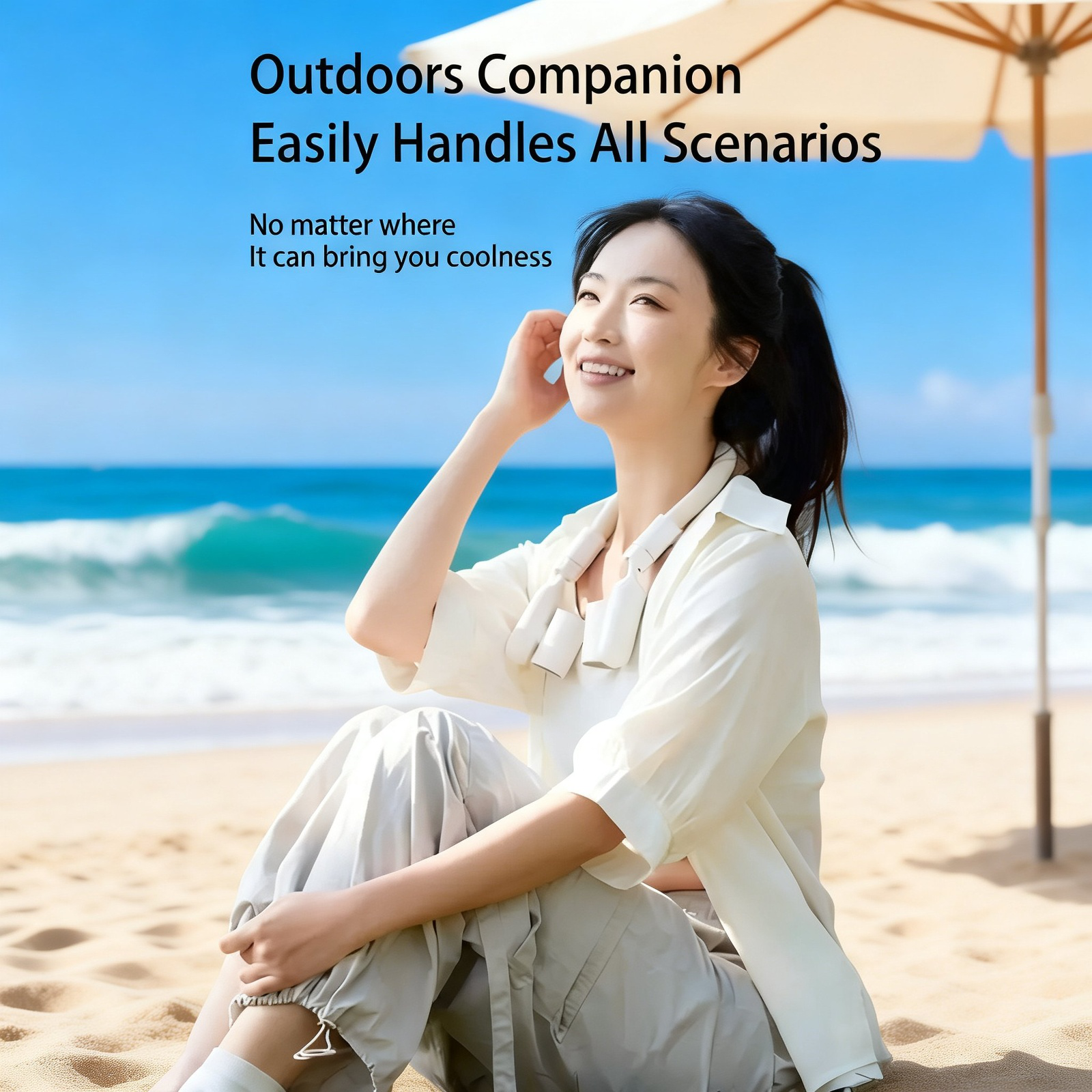 Portable Cooling Neck Fan, USB Rechargeable, Outdoor Sports Lazy Mini Fan
