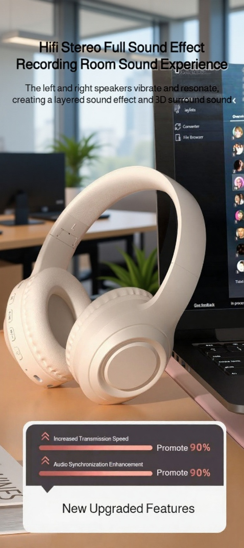 Active noise cancelling gaming headset close-up