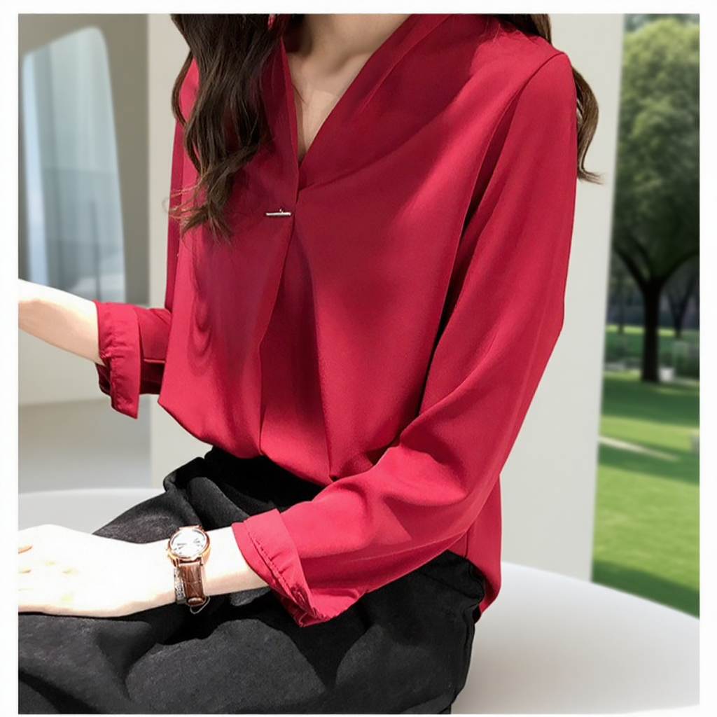 優雅な気質Vネックブラウス