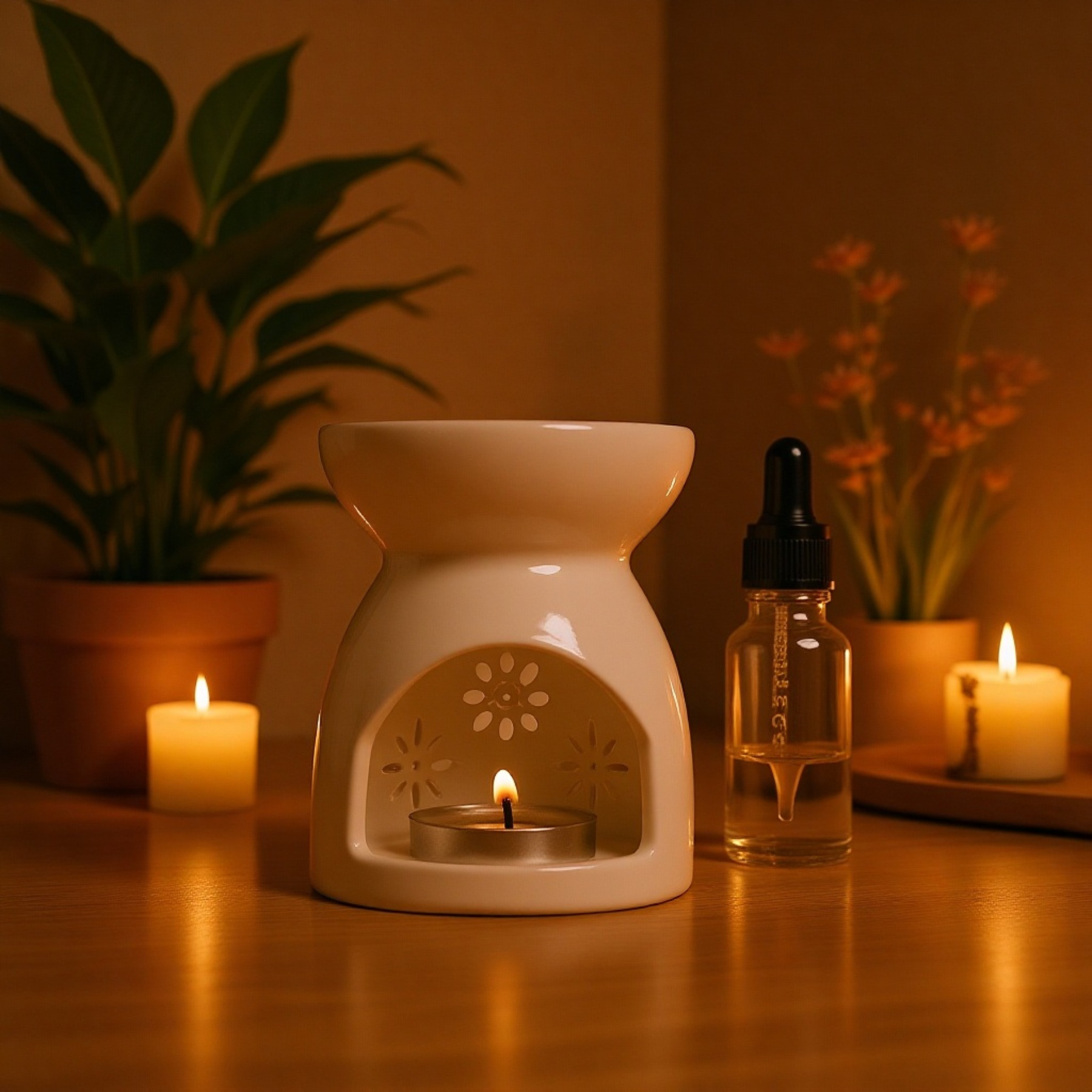 白磁アロマオイルバーナー キャンドル香炉 陶器アロマランプ