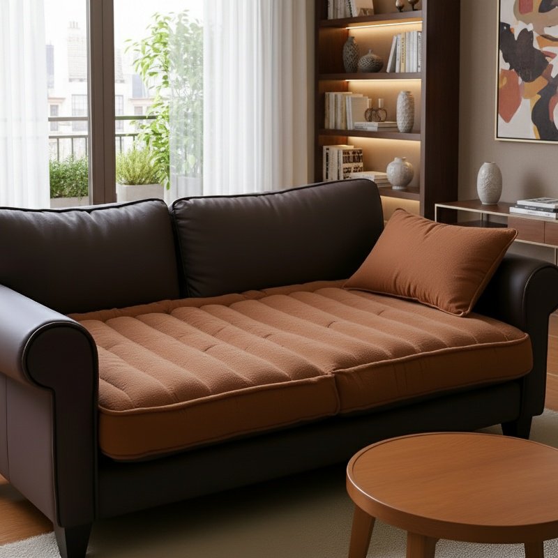 Rutschfestes Sofapolster mit Kissen in modernem Wohnzimmer