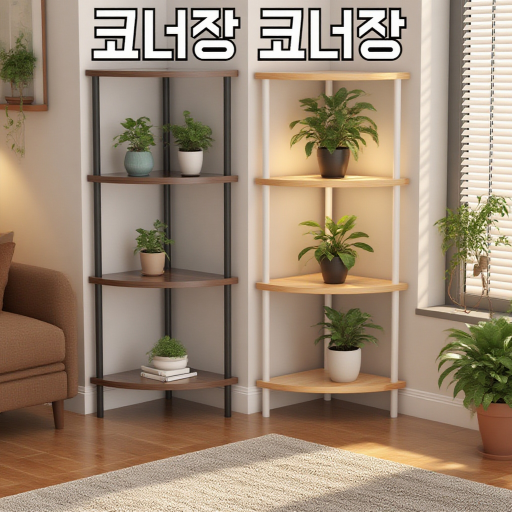 삼각 코너 다층 수납 선반