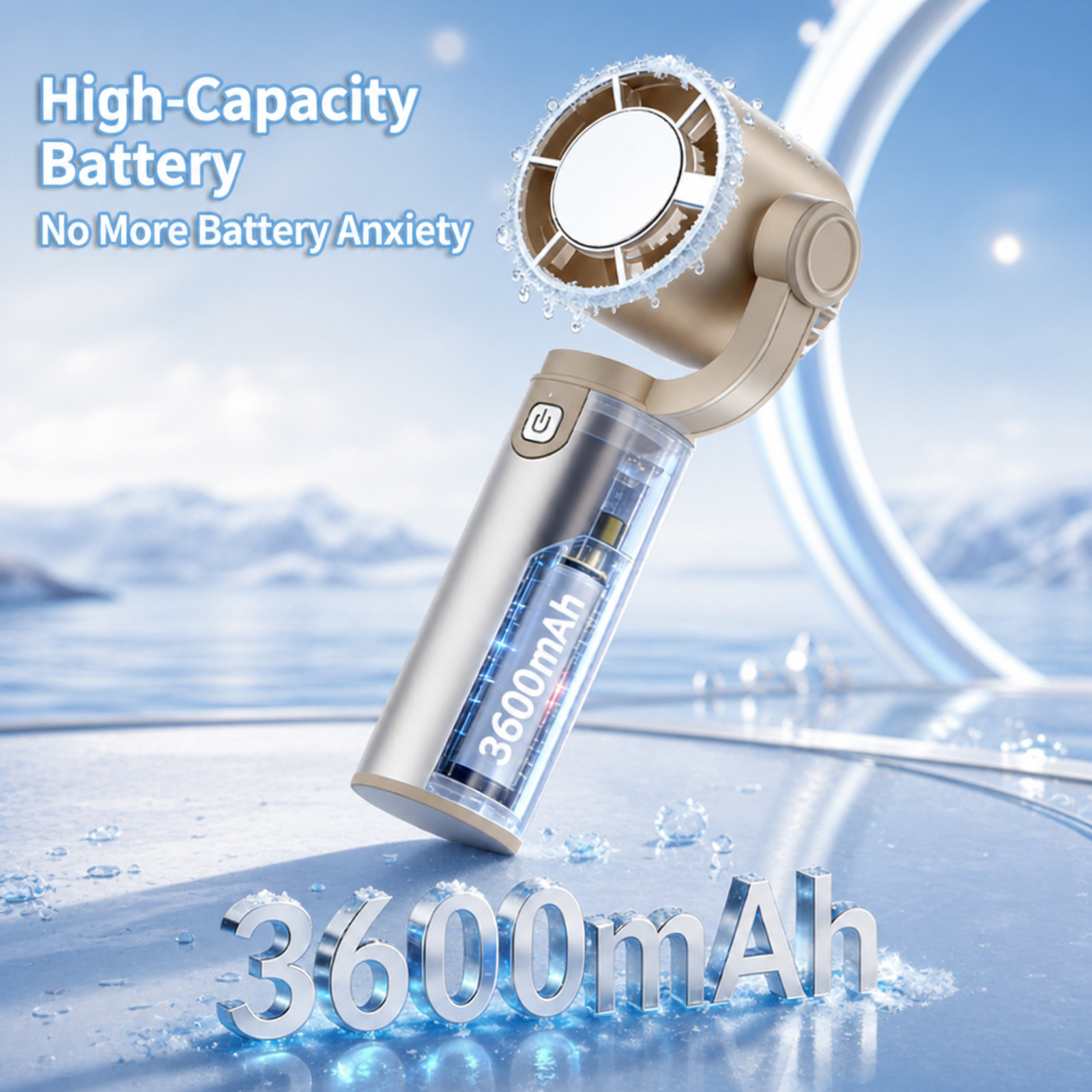 Handheld fan with cooling plate for instant cooling sensation, ultra-high speed motor, powerful airf