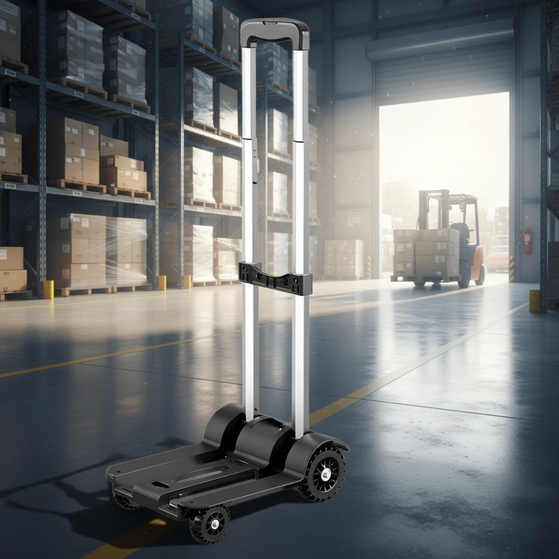 Portable shopping trolley with durable wheels
