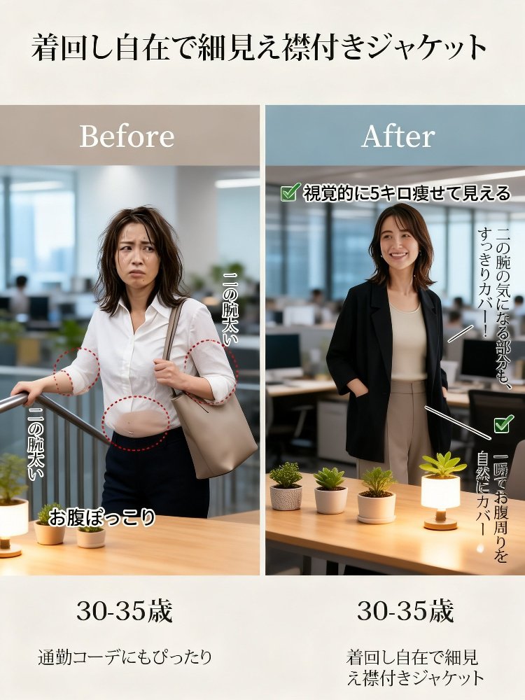 すっきり見え襟付きジャケット