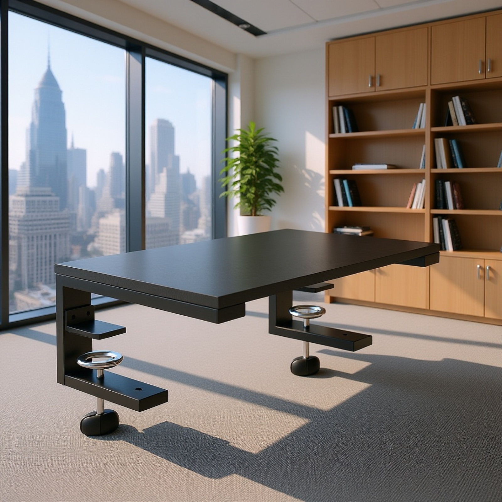 パソコンと書類を置いたデスク拡張ワイドボード