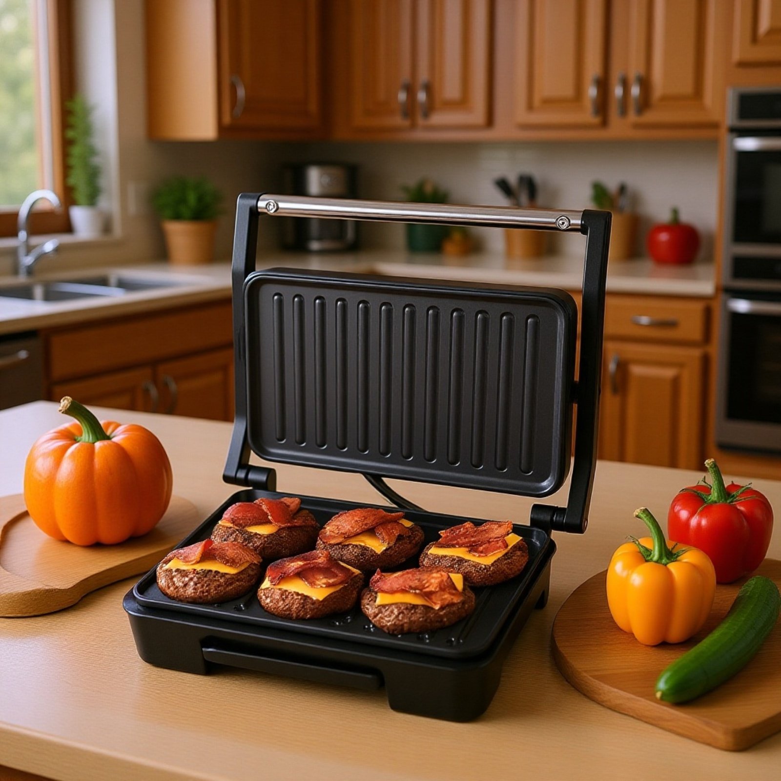 Multifunktionaler Sandwichmaker, Waffeleisen und Grillgerät