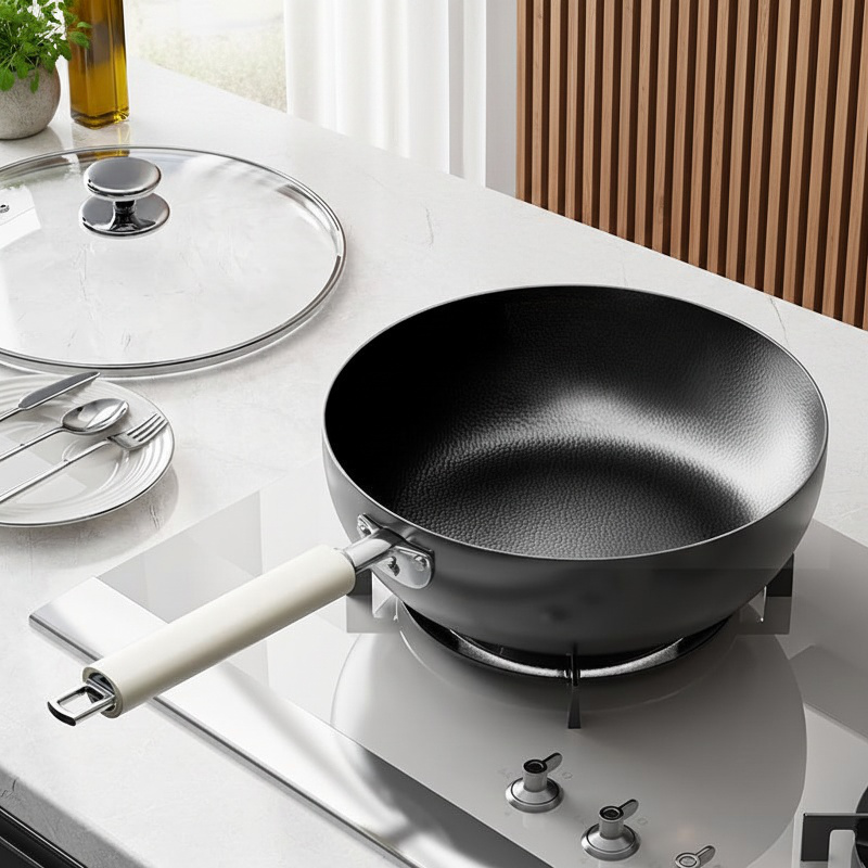 Uncoated Household Iron Deep Frying Pan