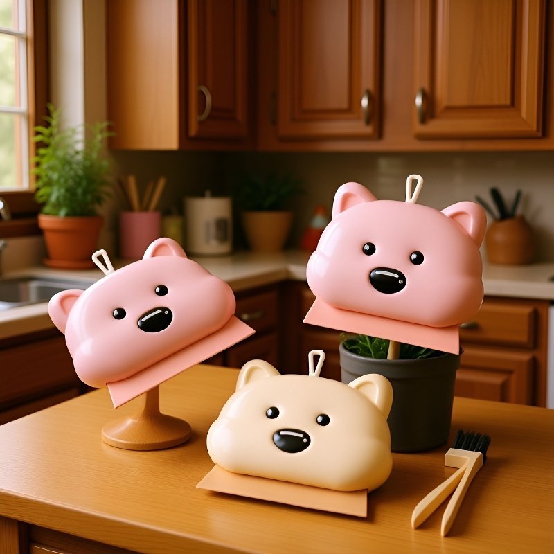 Set de baño cinco en uno con raspador y diseño de cachorro animado