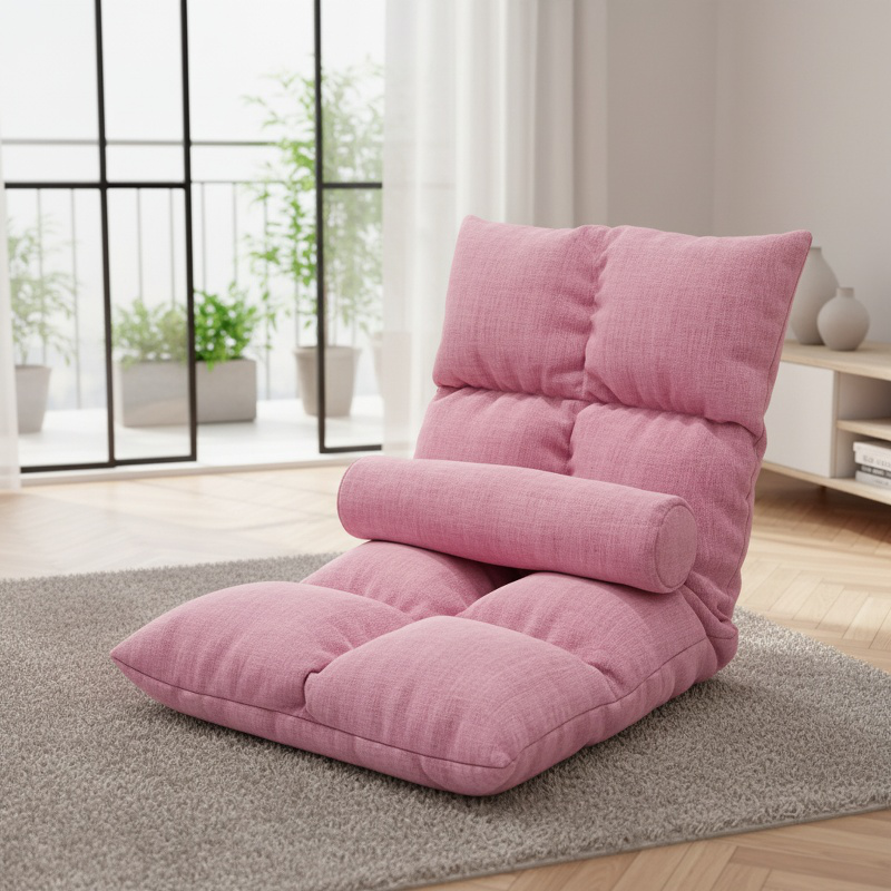Adjustable floor chair with ergonomic backrest