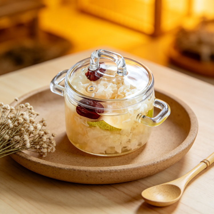 Heat Resistant Glass Soup Pot for Household, Double Handle Stew and Steamed Egg Pot