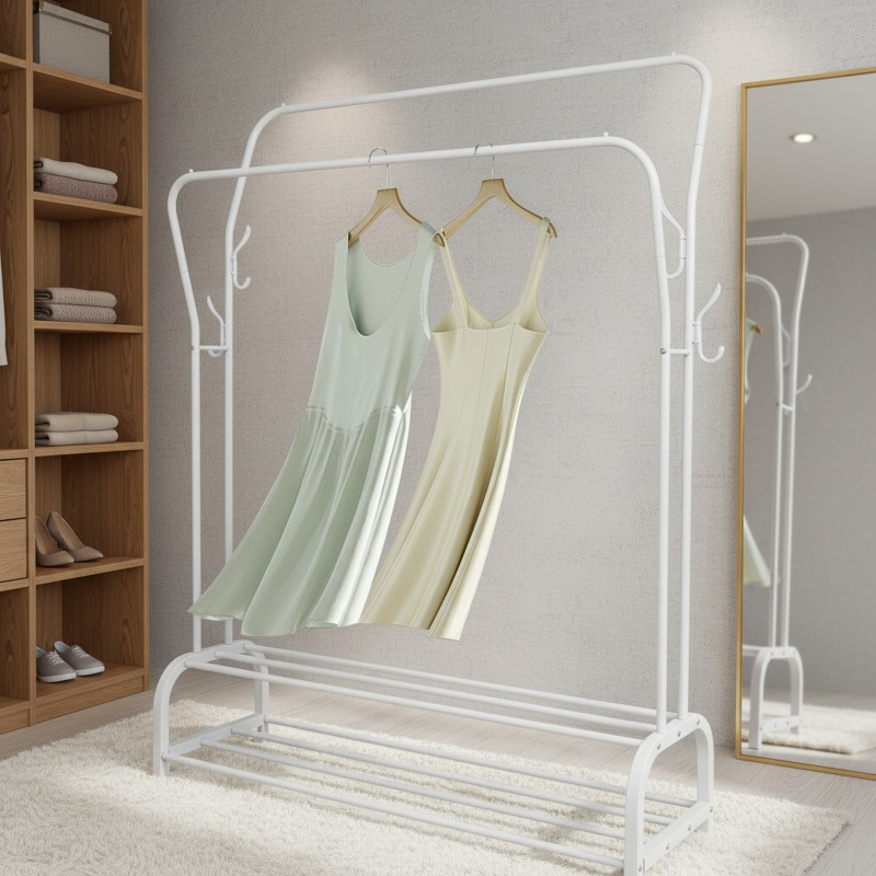Household double pole floor drying rack