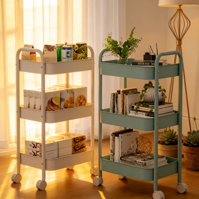 Carro organizador de baño sin perforación de acero al carbono