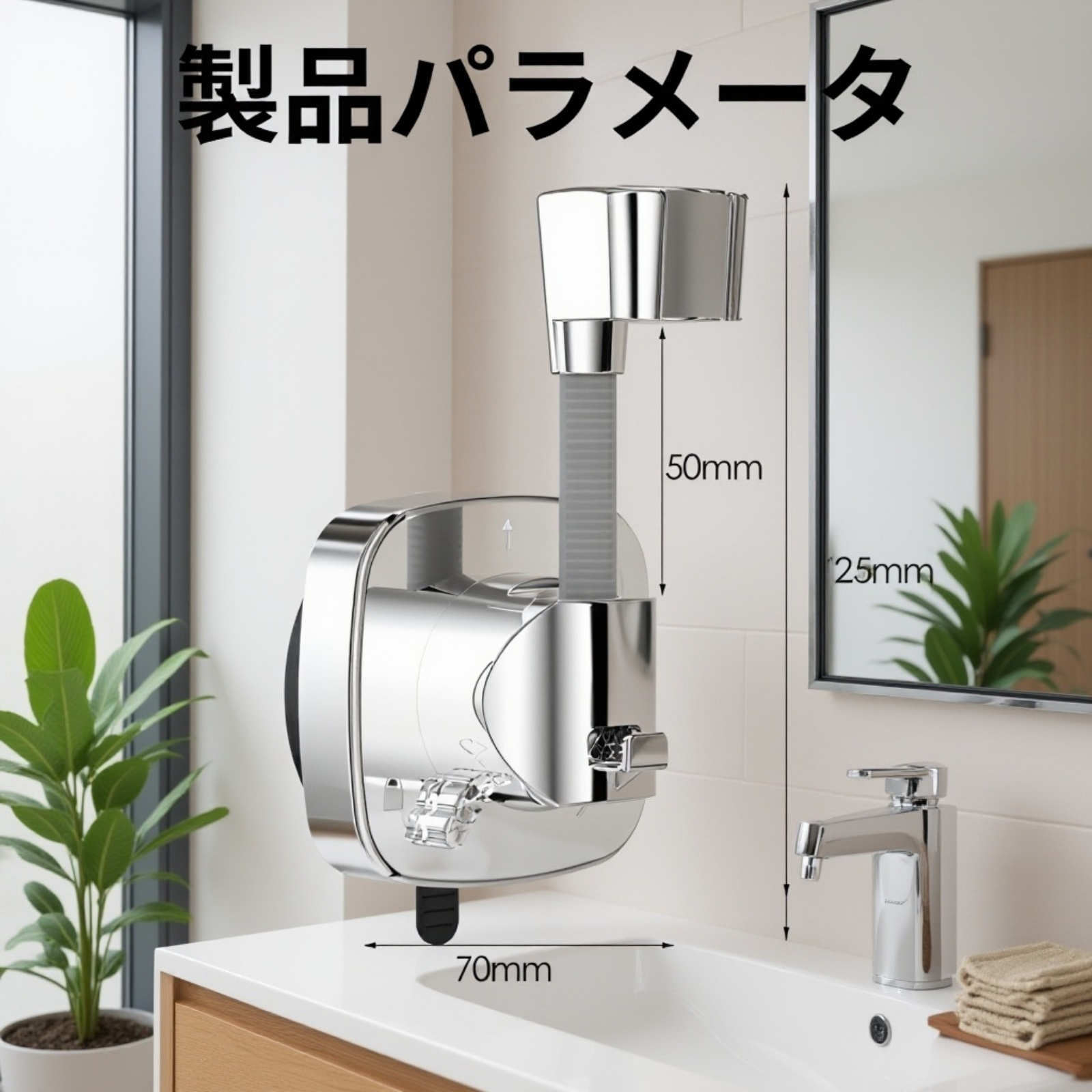 工具不要で簡単取り付けできるシャワーホルダー