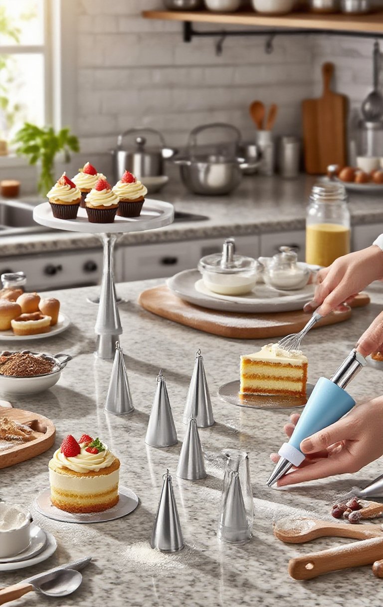 Edelstahl Spritztüllen Set mit verschiedenen Tüllen für Kuchen Dekoration
