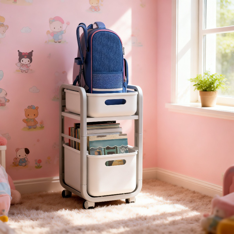 移動式ブックバッグ・お菓子・本収納ワゴン