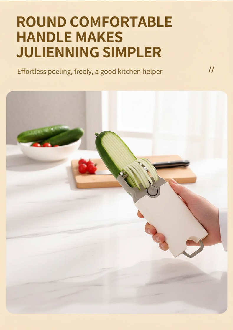 Multi-functional stainless steel fruit and vegetable slicer and peeler in kitchen