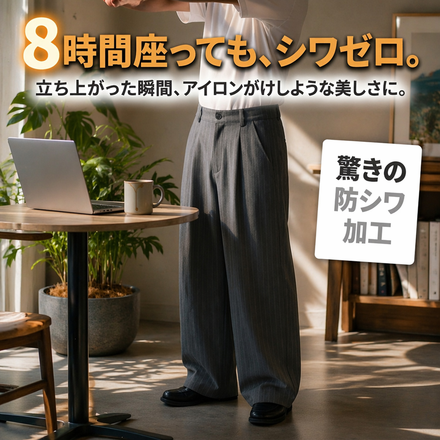 メンズレトロストライプドレープストレートスラックス