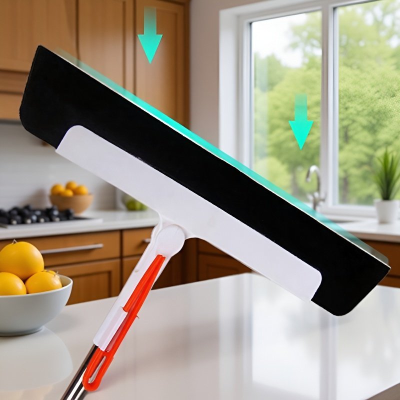 Professional Window Cleaning Tool with Extendable Handle and Rubber Blade