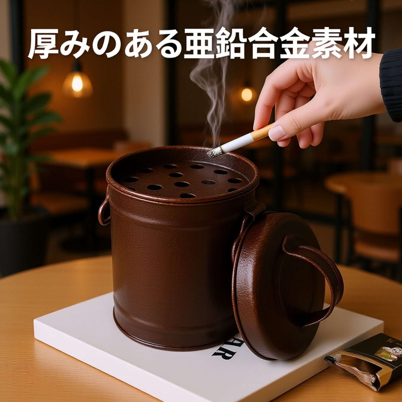 亜鉛メッキ鉄製バケツ灰皿デスクトップレトロメタル灰皿輸出用小型バケツ蓋付き