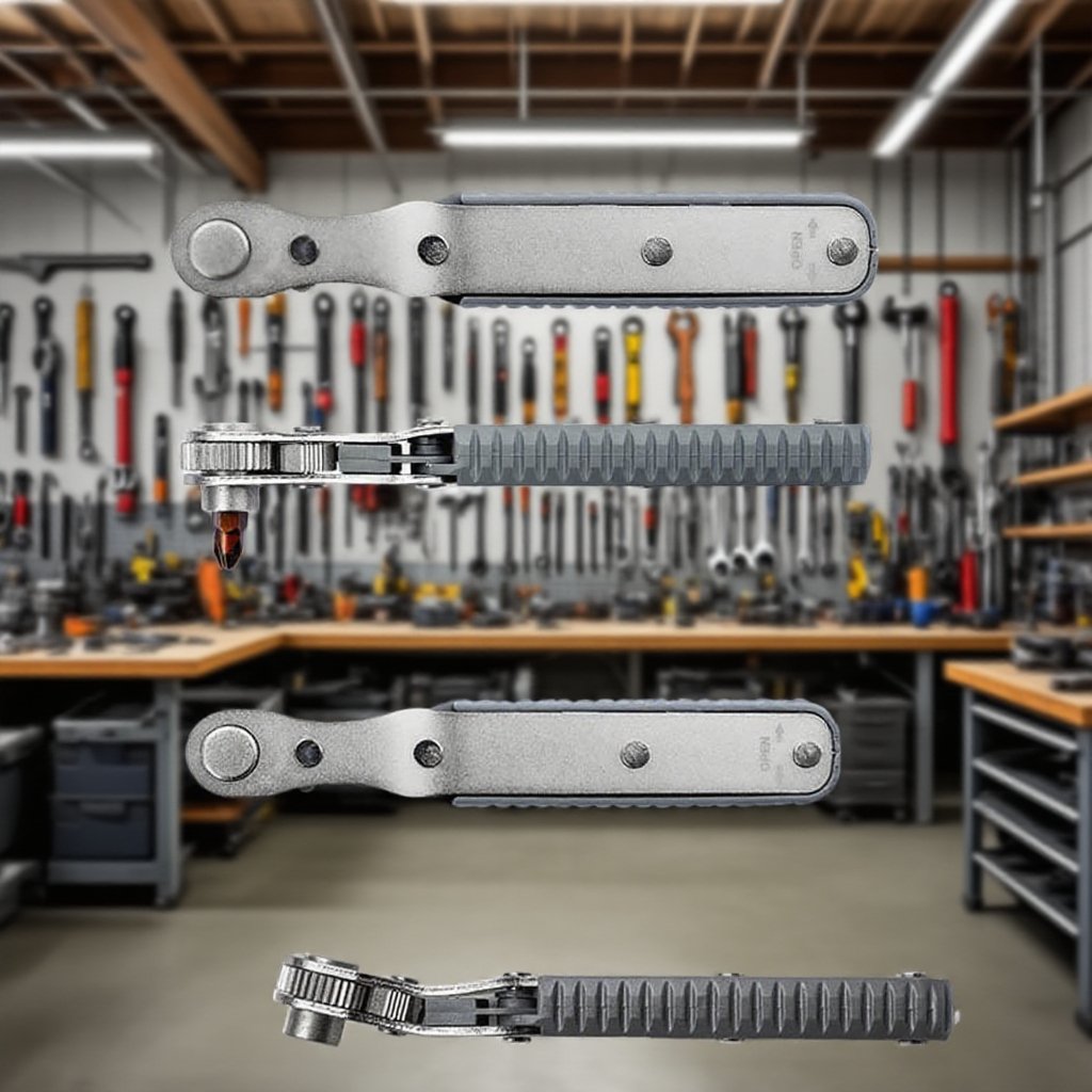 Narrow bidirectional ratchet screwdriver set