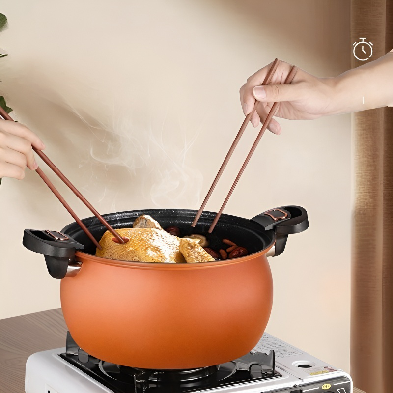 Olla de cocción a presión de piedra Maifan, antiadherente y reforzada, alta estética