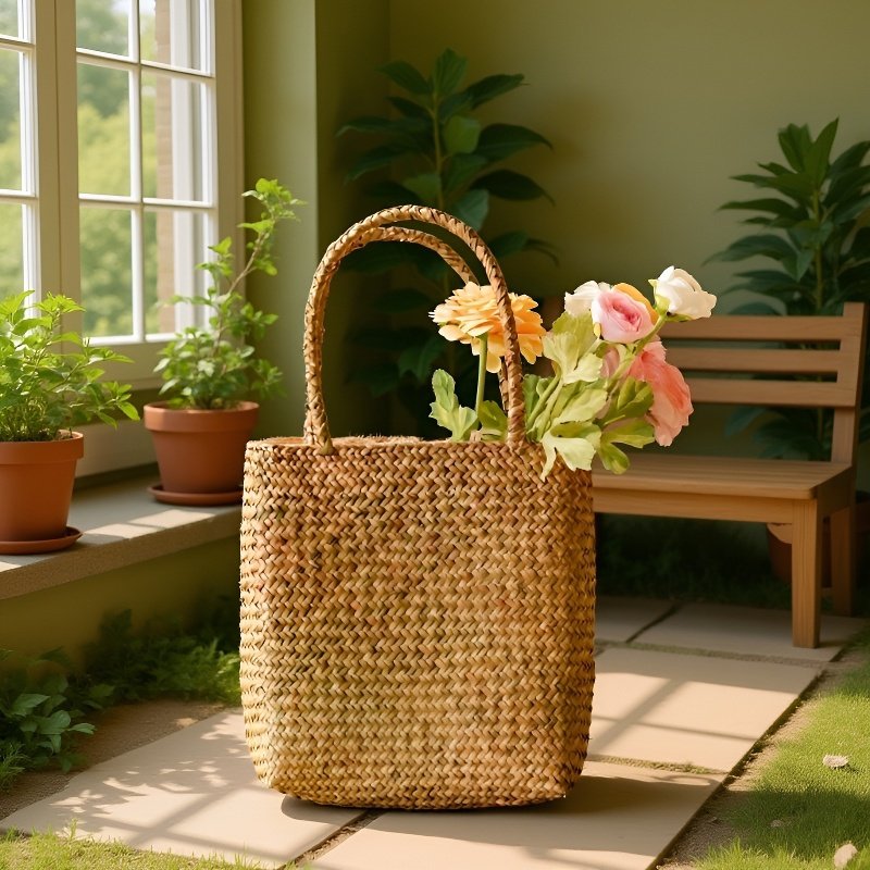 Ručně tkaný mořský řasový květinový košík