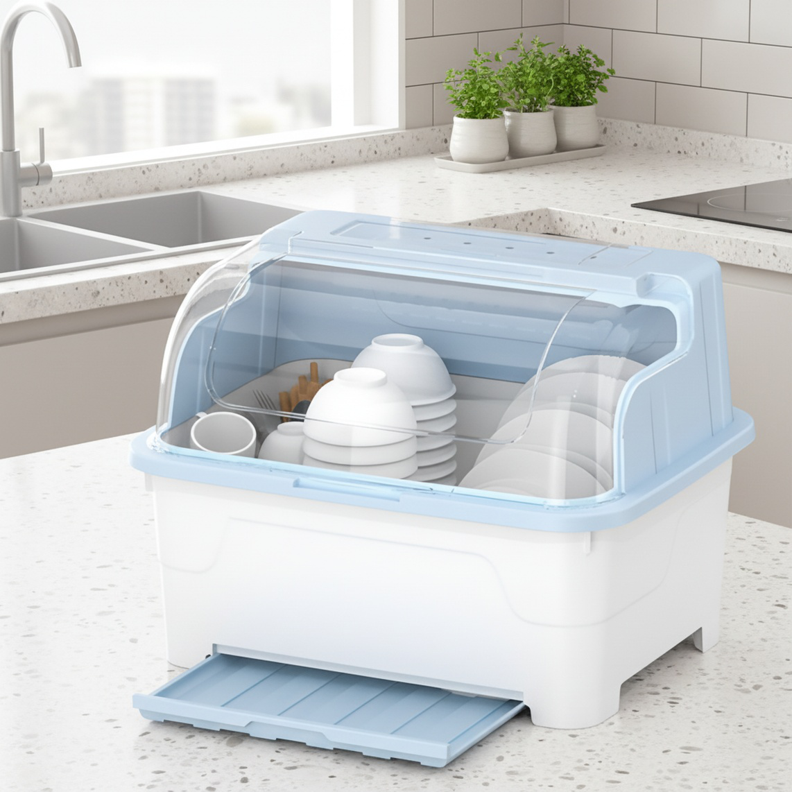 Boîte de rangement empilable pour assiettes et bols